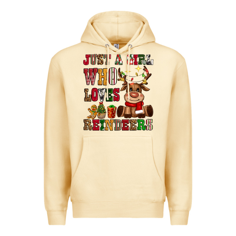 Just A Girl Who Loves Reindeers Premium Hoodie by CowGirlArtShop | Teevron