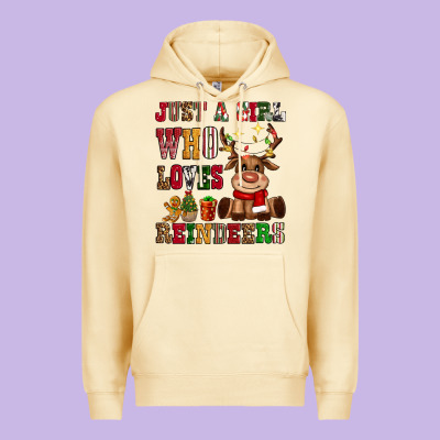 Just A Girl Who Loves Reindeers Premium Hoodie Designed By Cowgirlartshop