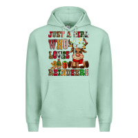 Seafoam just a girl who loves reindeers Premium Hoodie - CowGirlArtShop