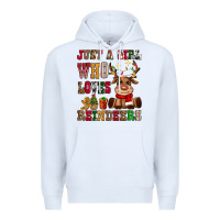 White just a girl who loves reindeers Premium Hoodie - CowGirlArtShop