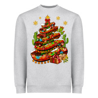 Heather Grey Christmas Feliz Navidad Sombrero Tree Heavyweight Sweatshirt - BundleAndBundleShop