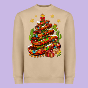 Christmas Feliz Navidad Sombrero Tree Heavyweight Sweatshirt Designed By Bundleandbundleshop