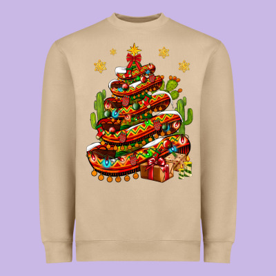 Christmas Feliz Navidad Sombrero Tree Heavyweight Sweatshirt Designed By Bundleandbundleshop