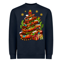 Navy Christmas Feliz Navidad Sombrero Tree Heavyweight Sweatshirt - BundleAndBundleShop