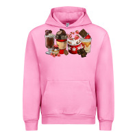 Fuchsia Pink Chocolate Love Coffee Cups Urban Hoodie - FaDigitalArtStudio