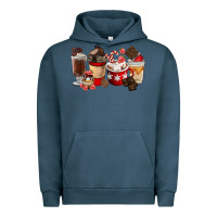 Pigment Midnight Navy Chocolate Love Coffee Cups Urban Hoodie - FaDigitalArtStudio