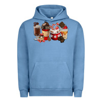 Pigment Pebble Blue Chocolate Love Coffee Cups Urban Hoodie - FaDigitalArtStudio