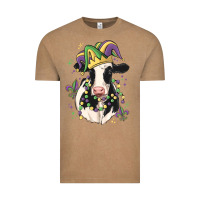 Vintage Coffee mardi gras cow Vintage Tee - MaliasSmallBusiness