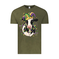 Vintage Olive mardi gras cow Vintage Tee - MaliasSmallBusiness