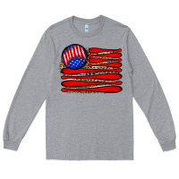 Heather Grey leopard baseball flag5 Long Sleeve Tee - JahusDesignShop