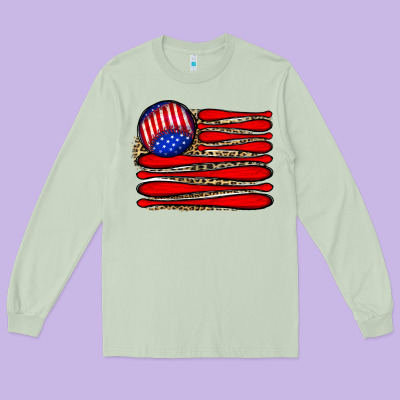 Leopard Baseball Flag5 Long Sleeve Tee Designed By Jahusdesignshop
