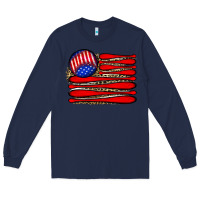 Navy leopard baseball flag5 Long Sleeve Tee - JahusDesignShop