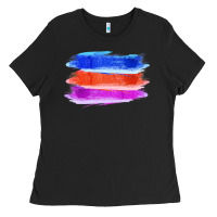 Black Blue Orange Purple Colored Triple Brush Strokes Ladies Tee - Bettercallsaul
