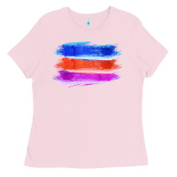 Bubblegum Pink Blue Orange Purple Colored Triple Brush Strokes Ladies Tee - Bettercallsaul
