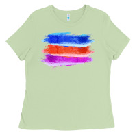 Matcha Blue Orange Purple Colored Triple Brush Strokes Ladies Tee - Bettercallsaul
