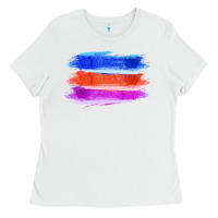 White Blue Orange Purple Colored Triple Brush Strokes Ladies Tee - Bettercallsaul