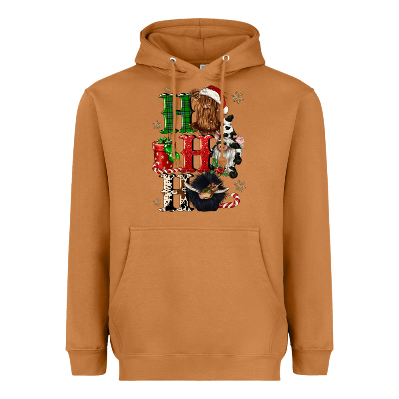 Ho Ho Ho Heifer Cow Gnomies Heavyweight Hoodie by CowGirlArtShop | Teevron