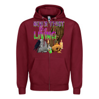 Burgundy Never Trust The Living Zipper Hoodie - texasbilliewilder