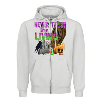 Dove Grey Never Trust The Living Zipper Hoodie - texasbilliewilder