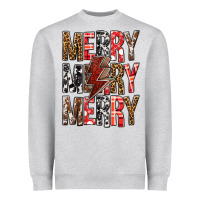 Merry Merry Merry Christmas Lightning Bolt Heavyweight Sweatshirt | Teevron