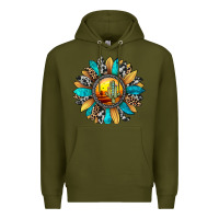 Army Green sunset sunflower Premium Hoodie - JahusDesignShop