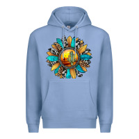 Colony Blue sunset sunflower Premium Hoodie - JahusDesignShop