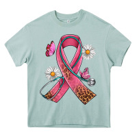 Arona Cancer Ribbon Stethoscope Daisy Butterfly Heavy Core Tee - Artiststas
