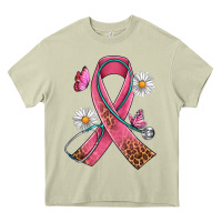 Mossy Cancer Ribbon Stethoscope Daisy Butterfly Heavy Core Tee - Artiststas