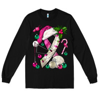 Black Pink Christmas Breast Cancer Ribbon Volleyball Long Sleeve Tee - BundleAndBundleShop