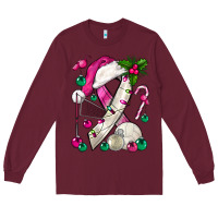 Burgundy Pink Christmas Breast Cancer Ribbon Volleyball Long Sleeve Tee - BundleAndBundleShop