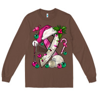 Pink Christmas Breast Cancer Ribbon Volleyball Long Sleeve Tee | Teevron