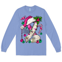 Colony Blue Pink Christmas Breast Cancer Ribbon Volleyball Long Sleeve Tee - BundleAndBundleShop