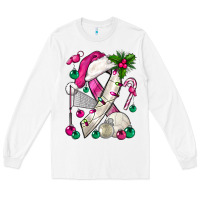 White Pink Christmas Breast Cancer Ribbon Volleyball Long Sleeve Tee - BundleAndBundleShop