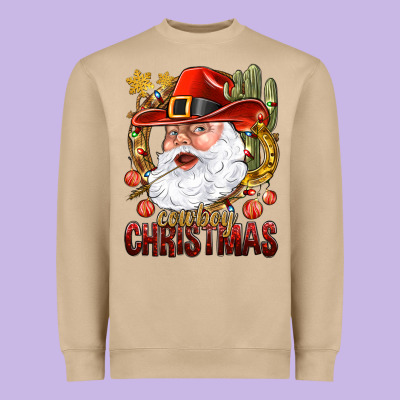 Cowboy Christmas Santa Heavyweight Sweatshirt Designed By Bundleandbundleshop