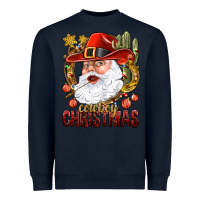 Navy Cowboy Christmas Santa Heavyweight Sweatshirt - BundleAndBundleShop