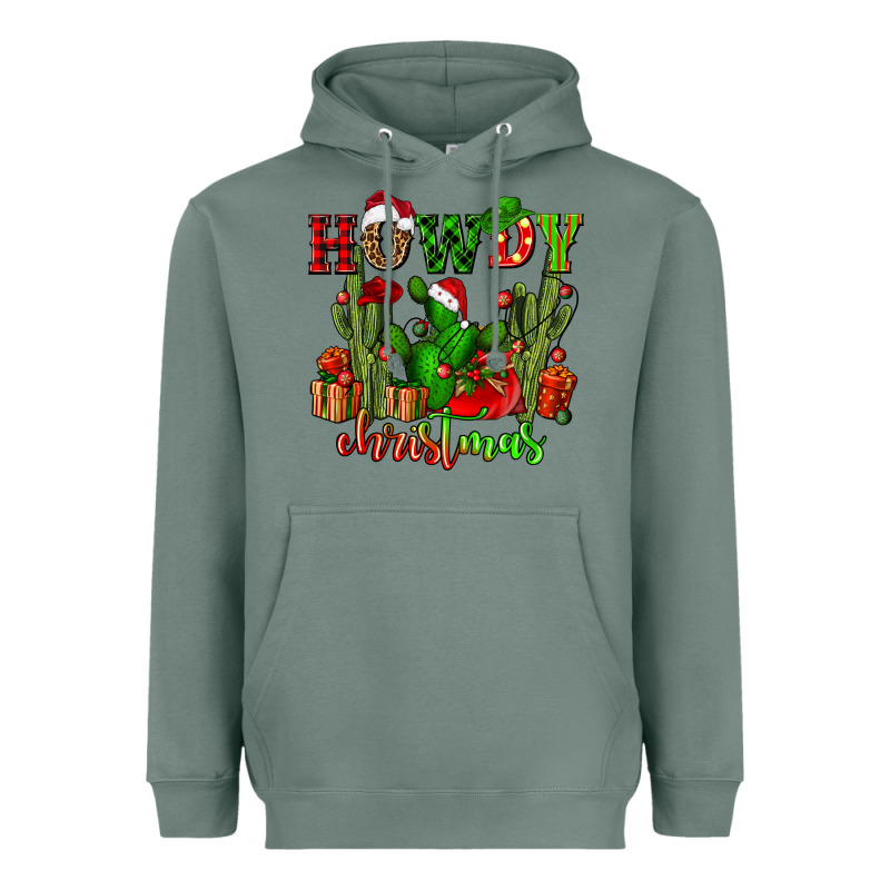 Howdy Christmas With Cactusses Heavyweight Hoodie by CowGirlArtShop | Teevron