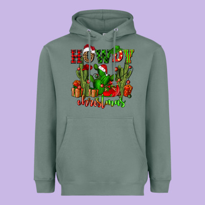 Howdy Christmas With Cactusses Heavyweight Hoodie Designed By Cowgirlartshop