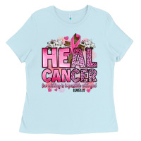 Baby Blue heal cancer for nothing is impossible with god luk Ladies Tee - Artiststas