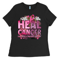 Black heal cancer for nothing is impossible with god luk Ladies Tee - Artiststas