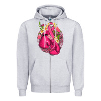 Heather Grey cancer boxing gloves with ribbon Zipper Hoodie - NancyCooperArtShop