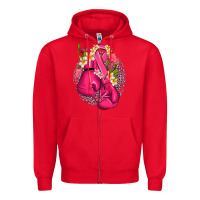Red cancer boxing gloves with ribbon Zipper Hoodie - NancyCooperArtShop