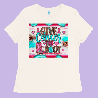 Give Cancer The Boot Ladies Tee Designed By Jahusdesignshop