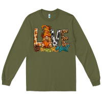 Army Green Love Fall Gnome Long Sleeve Tee - BundleAndBundleShop