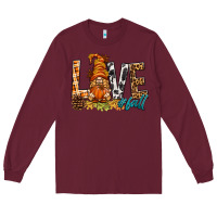 Burgundy Love Fall Gnome Long Sleeve Tee - BundleAndBundleShop