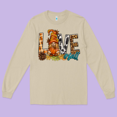 Love Fall Gnome Long Sleeve Tee Designed By Bundleandbundleshop