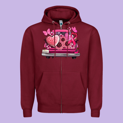Cancer Truck Back View Zipper Hoodie Designed By Nancycooperartshop