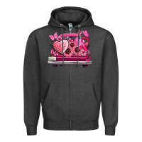 Charcoal Heather cancer truck back view Zipper Hoodie - NancyCooperArtShop