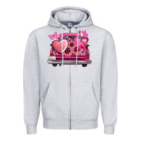 Heather Grey cancer truck back view Zipper Hoodie - NancyCooperArtShop