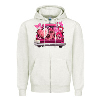 Oatmeal Heather cancer truck back view Zipper Hoodie - NancyCooperArtShop