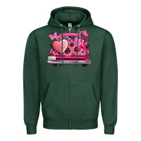 Sports Green cancer truck back view Zipper Hoodie - NancyCooperArtShop